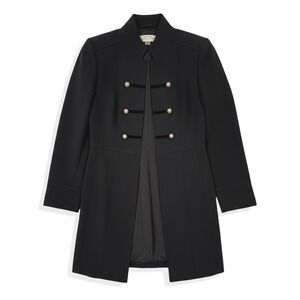 Tahari Arthur S. Levine Women 2P Black Military Coat Gold Button Longline Blazer
